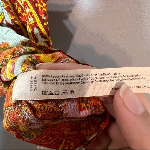 Intimately Free People Shea Printed Slip Dress Mini Green Orange Paisley Medium - Picture 11 of 11